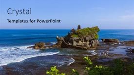  Presentation with bali temple - Theme consisting of tanah-lot-temple-in-bali background and a light blue colored foreground