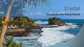  Presentation with bali temple - Colorful PPT theme enhanced with tanah-lot-temple-in-bali backdrop and a light blue colored foreground