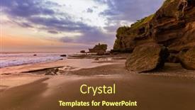  Presentation with bali temple - Colorful presentation design enhanced with tanah-lot-temple-in-bali backdrop and a tawny brown colored foreground