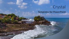  Presentation with bali temple - Amazing slide deck having tanah-lot-temple-in-bali backdrop and a teal colored foreground
