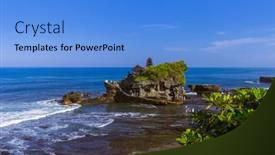  Presentation with bali temple - Slide deck featuring tanah-lot-temple-in-bali background and a light blue colored foreground