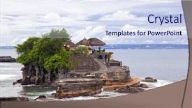  Presentation with bali temple - Cool new presentation theme with tanah lot temple on sea backdrop and a sky blue colored foreground