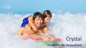  Presentation with ocean wave - Slide deck consisting of tandem together catching ocean wave background and a sky blue colored foreground