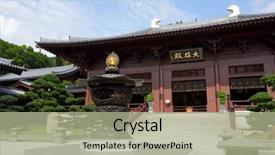  Presentation with chinese temple - PPT theme consisting of tang dynasty - chinese temple chi lin nunnery background and a mint green colored foreground