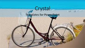  Presentation with bicycle - Slide set with tangan - bicycle in formentera beach background and a cyan colored foreground