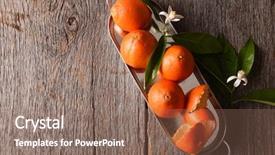  Presentation with wood rustic - Slide deck with tangelos on a metal tray background and a coral colored foreground