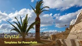  Presentation with city - PPT theme with tanger-city-medina-old-town background and a tawny brown colored foreground