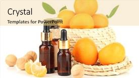  Presentation with essential oil - Audience pleasing slide deck consisting of tangerine essential oil and tangerines isolated on white backdrop and a yellow colored foreground