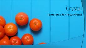  Presentation with empty of wood table top - Theme featuring tangerine-on-wood-table-background background and a cyan colored foreground