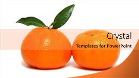  Presentation with green leaf - Presentation enhanced with tangerine with green leaf isolated background and a gold colored foreground
