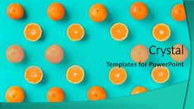  Presentation with pop art - Audience pleasing slide deck consisting of tangerines - fruit pattern of fresh mandarin backdrop and a teal colored foreground