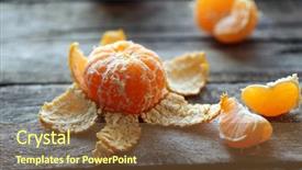  Presentation with old - Audience pleasing slides consisting of tangerines on old wooden table backdrop and a tawny brown colored foreground