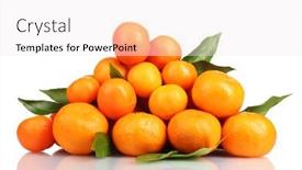  Presentation with leaves - Colorful PPT layouts enhanced with tangerines-with-leaves-isolated backdrop and a sky blue colored foreground