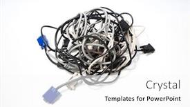  Presentation with cables - Beautiful PPT theme featuring tangled-cables-over-white-background backdrop and a white colored foreground