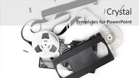  Presentation with video - Presentation having tangled movie - video cassette tape or vhs background and a light gray colored foreground