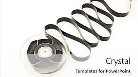  Presentation with barricade tape red and white - Beautiful PPT theme featuring tangled movie - video tape reel on white backdrop and a  colored foreground