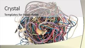  Presentation with cable - Slide deck featuring tangled wire isolated on white background and a light gray colored foreground