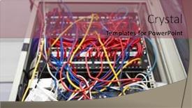  Presentation with wires - Beautiful slide deck featuring tangled wires in server room backdrop and a violet colored foreground