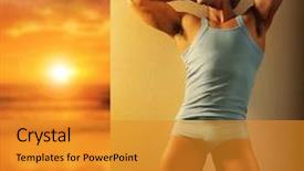  Presentation with golden light - Slide set with tank against wall near glorious background and a gold colored foreground