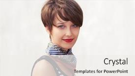  Presentation with fashion - Colorful presentation enhanced with pixies - happy young fashion woman walking backdrop and a sky blue colored foreground