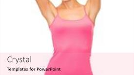  Presentation with tank - Presentation theme consisting of tank top design concept - smiling woman in blank pink tank top background and a coral colored foreground