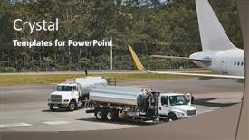  Presentation with tank truck - Theme featuring tank-truck-at-an-airport background and a dark gray colored foreground