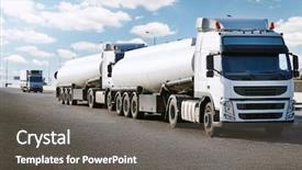  Presentation with tank truck - PPT theme having tank truck on road cargo background and a gray colored foreground