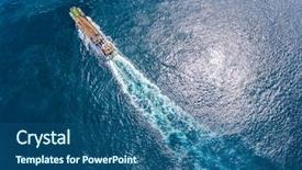  Presentation with moving sea - Presentation featuring tanker - aerial shot of the cargo background and a ocean colored foreground