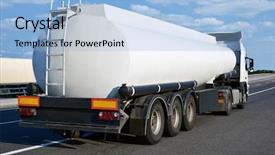  Presentation with tanker truck - Presentation having tanker - truck on road with container background and a light blue colored foreground