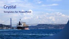  Presentation with tanker ship - Audience pleasing presentation design consisting of tanker ship - boat on bosphorus marmara sea backdrop and a light blue colored foreground