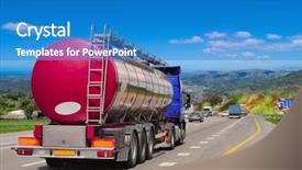  Presentation with highway - Audience pleasing presentation theme consisting of tanker with chrome tanker backdrop and a teal colored foreground