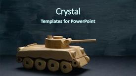  Presentation with tank - Cool new presentation theme with army colors - wooden tank on blue painted backdrop and a tawny brown colored foreground
