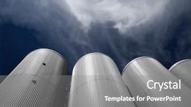  Presentation with gas storage sphere tanks - Presentation theme featuring tanks on sky background background and a gray colored foreground