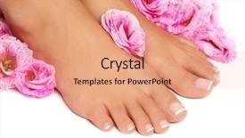  Presentation with pink flowers - Audience pleasing theme consisting of tanned feet with french pedicure backdrop and a  colored foreground