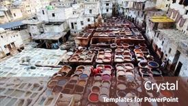  Presentation with fes - Amazing PPT theme having tanneries of fes morocco africa backdrop and a tawny brown colored foreground