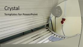  Presentation with tan - Slide set having tanning bed in a salon background and a  colored foreground