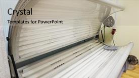 Presentation with salon - Beautiful presentation theme featuring tanning bed in a salon backdrop and a  colored foreground