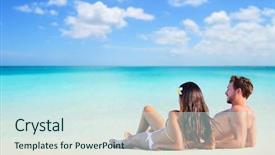  Presentation with sun tanning - Slide deck consisting of tanning on vacation beach lying background and a sky blue colored foreground