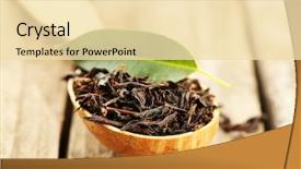  Presentation with black tea - Presentation theme consisting of tannins - black tea with leaf background and a lemonade colored foreground