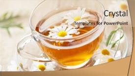  Presentation with tea cup - Presentation design featuring young painter painting the ceiling in construction concept background and a sky blue colored foreground