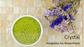  Presentation with japanese green tea - PPT theme with tannins - fine japanese matcha green tea background and a soft green colored foreground