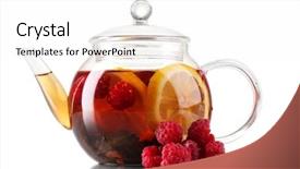  Presentation with black tea - Colorful slide deck enhanced with tannins - glass black fruit tea backdrop and a white colored foreground