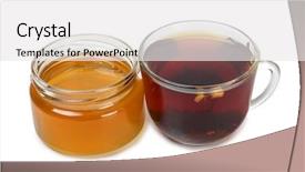  Presentation with tea cup - PPT theme having tannins - glass jar with honey background and a  colored foreground
