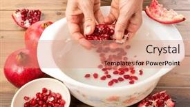  Presentation with water color hands - Amazing PPT layouts having tannins - hands seeding a pomegranate backdrop and a coral colored foreground