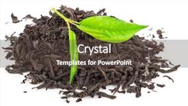  Presentation with black tea - Slide deck featuring tannins - heap of dry black tea background and a dark gray colored foreground