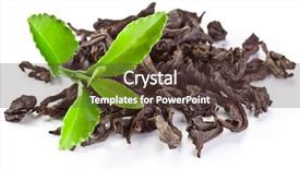  Presentation with green tea - Amazing slide deck having tannins - heap of dry tea backdrop and a tawny brown colored foreground
