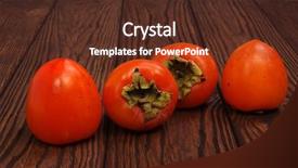  Presentation with fruit leafy greens dairy - Beautiful slide deck featuring tannins - persimmon fruit on wooden background backdrop and a  colored foreground