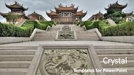  Presentation with taoism - Theme having taoism building in macao china background and a gray colored foreground