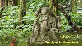  Presentation with taoism - Presentation design featuring taoism stone statue background and a tawny brown colored foreground