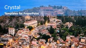  Presentation with dusk - Presentation consisting of taormina-sicily-italy-historic-town background and a teal colored foreground